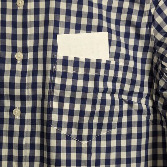 NWT UNTUCKIT Belleza Navy Gingham Button Down Regular Fit Long Sleeve Shirt 16 - Picture 4 of 10
